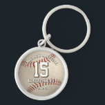 baseball/softball-laget namn personlig rund silverfärgad nyckelring<br><div class="desc">Baseboll nyckelring har en realistisk bild av en grungy tittar baseboll,  som du kan anpassa idrottsmannens namn,  jersey-nummer,  team namn och mascot namn - efter katz_d_zynes</div>
