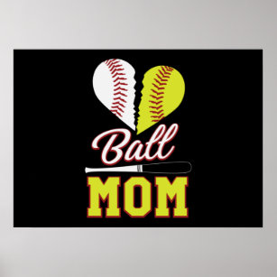 Baseball Softball Mamma boll Mamma Poster