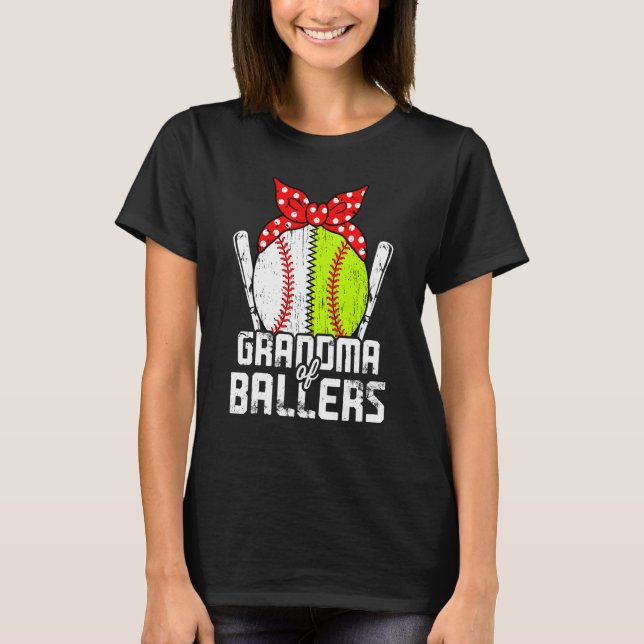 Baseball Softball Mors dag farmor i ballar 1 T Shirt (Framsida)
