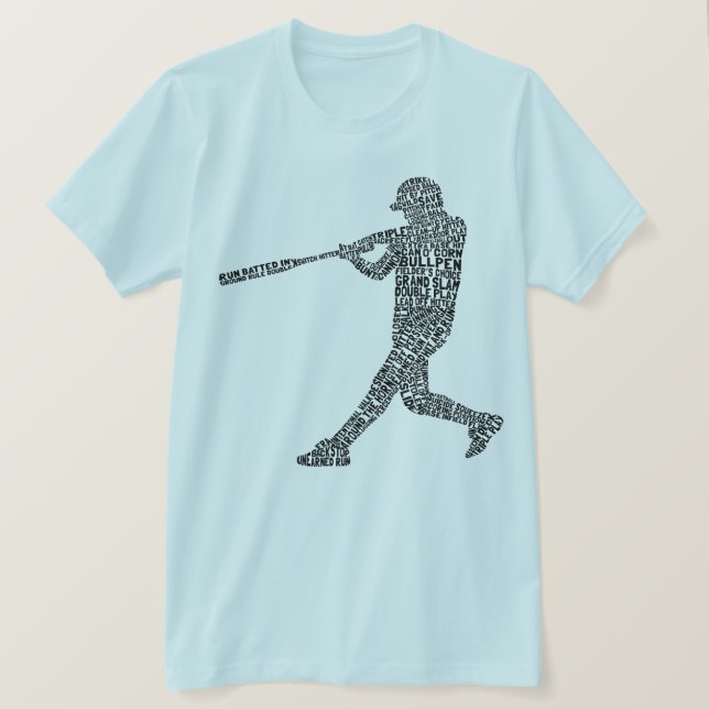 Baseball Softball Player Ord Art Tee Shirt (Design framsida)