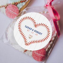 Baseball Softball Sport Heart Streck Bröllop Runt Klistermärke