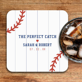 Baseball Softball Sport Heart Streck Bröllop Underlägg Papper Kvadrat