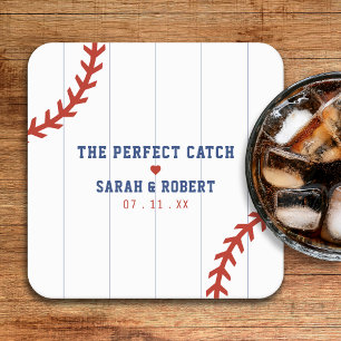 Baseball Softball Sport Heart Streck Bröllop Underlägg Papper Kvadrat