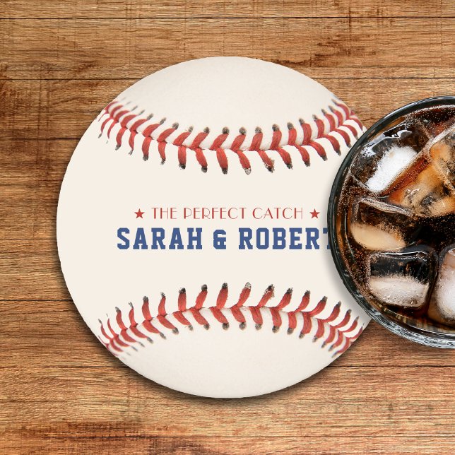Baseball Softball Sport Perfekt Catch Bröllop Underlägg Papper Rund (Baseball Softball Sport The Perfect Catch Wedding Round Paper Coaster
)
