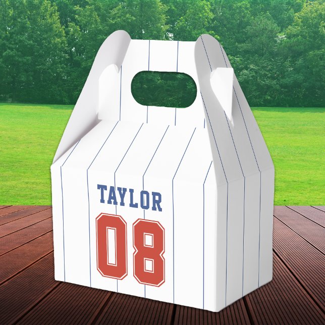 Baseball Softball Sport Streck Födelsedagsfest Presentaskar (Baseball Softball Sport Pinstripe Birthday Party Favor Box)