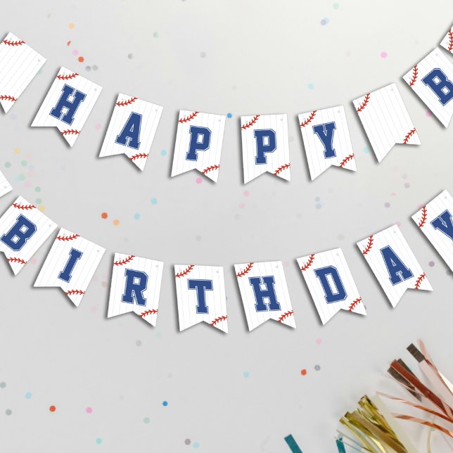 Baseball Softball Streck Grattis på födelsedagen P Vimplar (Baseball Softball Pinstripe Happy Birthday Party Bunting Flags
)