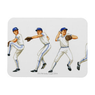 Baseball som kastar tekniken, många avbildar magnet