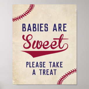 Baseball Spädbarn är Sweet, ta ett Treat-tecken Poster