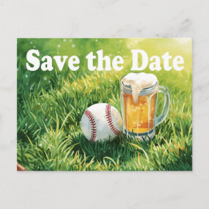 Baseball sparar datumet med Beer-glaset Vykort