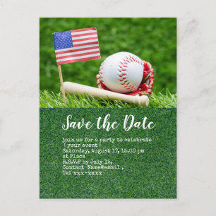 Baseball sparar datumet med flagga Amerika Vykort