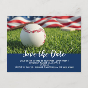 Baseball sparar datumet med flagga Amerika Vykort
