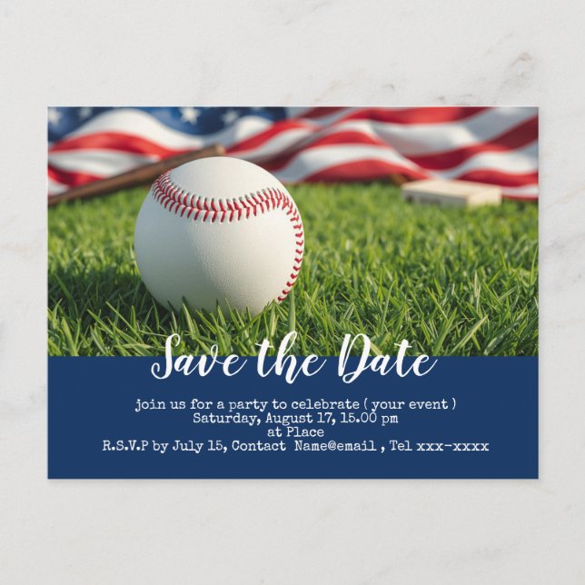Baseball sparar datumet med flagga Amerika Vykort (Framsida)