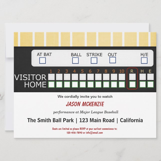 Baseball-spel Inbjudningar (Framsida)