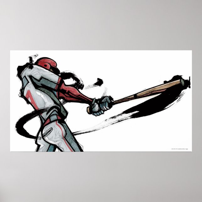 Baseball-spelare som byter fladdermus, sidvy poster (Framsidan)