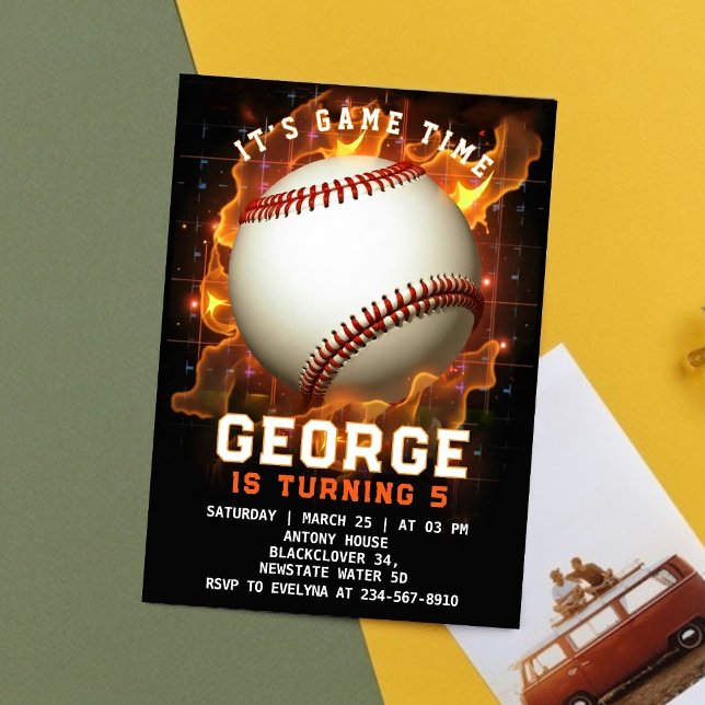 Baseball-speltid, Födelsedagsfest Inbjudningar (Baseball Game Party Editable Invitation)
