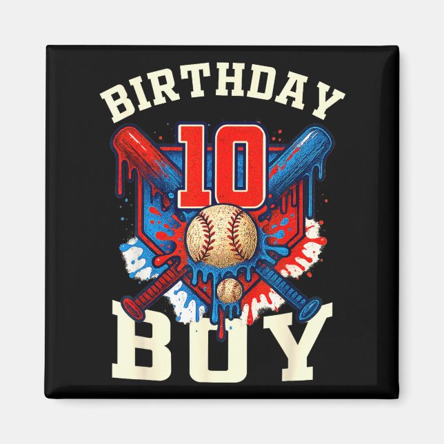Baseball Splash Drip 10th Birthday Srts Lover Boy  Magnet (Framsidan)