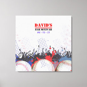BASEBALL SPLATTER Pub Mitzvah-inloggningsminnen Canvastryck