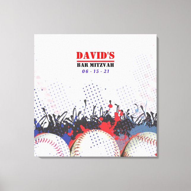 BASEBALL SPLATTER Pub Mitzvah-inloggningsminnen Canvastryck (Framsida)