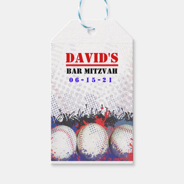 BASEBALL SPLATTER Pub Mitzvah Märkre för att ta he Presentetikett (Framsidan)