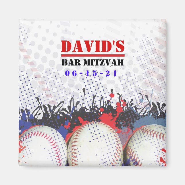 BASEBALL SPLATTER Pub Mitzvah Spara datum magneter (Framsidan)
