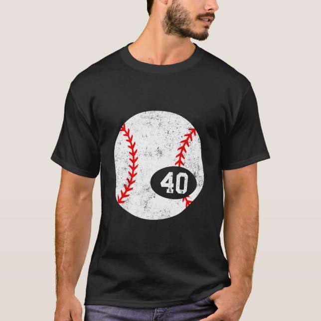 Baseball Sport 40 Jersey Number Distressed T Shirt (Framsida)
