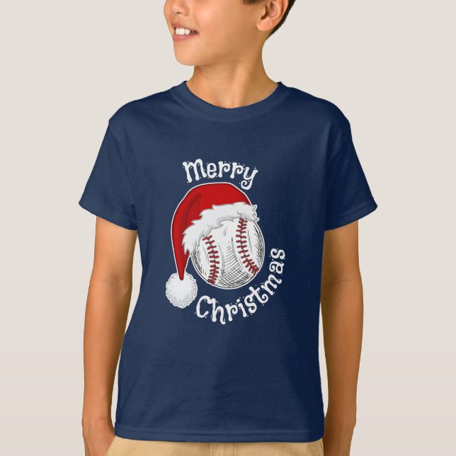 Baseball Sport fläkt Santa jul jul jul Julafton T Shirt (Framsida)