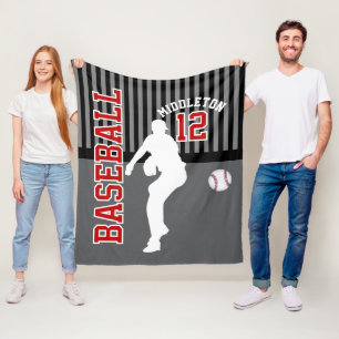 Baseball ⚾ Sport - Grått, svart och rött Fleecefilt