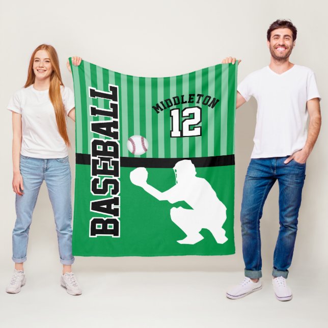 Baseball ⚾ Sport i Grönt - Catcher Fleecefilt (På plats)