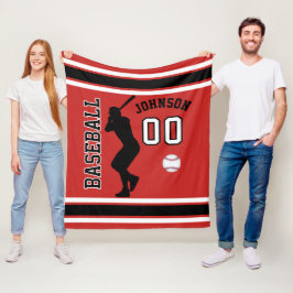 Baseball ⚾ Sport i Mörk Red, Black and White Fleecefilt