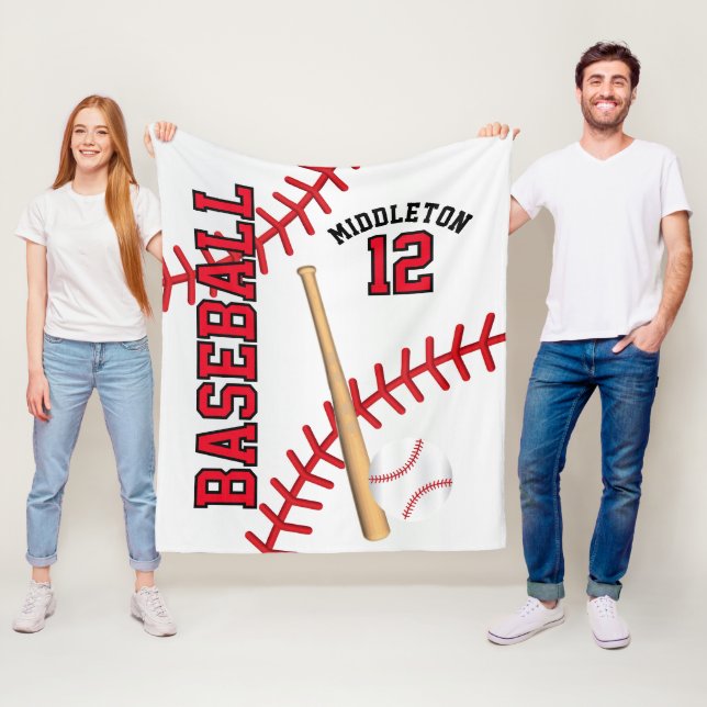 Baseball ⚾ Sport i rött Fleecefilt (På plats)