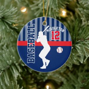 Baseball ⚾ Sport - Mörk blått - Batter Julgransprydnad Keramik