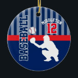 Baseball ⚾ Sport - Mörk blått - Catcher Julgransprydnad Keramik<br><div class="desc">🥇 EN URSPRUNGLIG UTFORMNING AV Donna Siegrist SOM ENDAST FINNS PÅ ZAZZLE! ⚾ Baseball Ornament-redot för att du ska kunna anpassa dig. NOTE: FÖRÄNDRA ENDAST MALLAREALERNA SOM BEHÖVS! 😀 Vid behov kan du ta bort texten och börja lägga till spelar ingen roll text och typsnitt på nytt. 📌 Om du...</div>