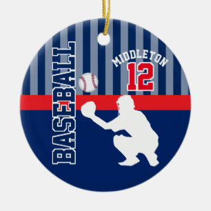 Baseball ⚾ Sport - Mörk blått - Catcher Julgransprydnad Keramik