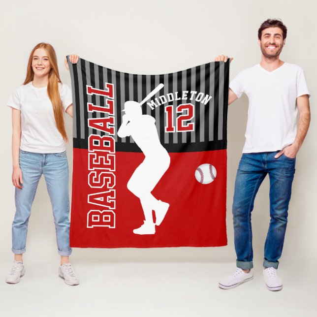 Baseball ⚾ Sport - Mörk Red Fleecefilt (På plats)