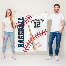 Baseball ⚾ Sport på Mörk blått Fleecefilt