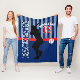 Baseball ⚾ Sport på Mörk blått och röda Fleecefilt