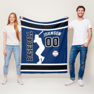 Baseball ⚾ Sport på Mörk blått, svarta och vita Fleecefilt