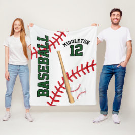 Baseball ⚾ Sport på Mörk grönt Fleecefilt