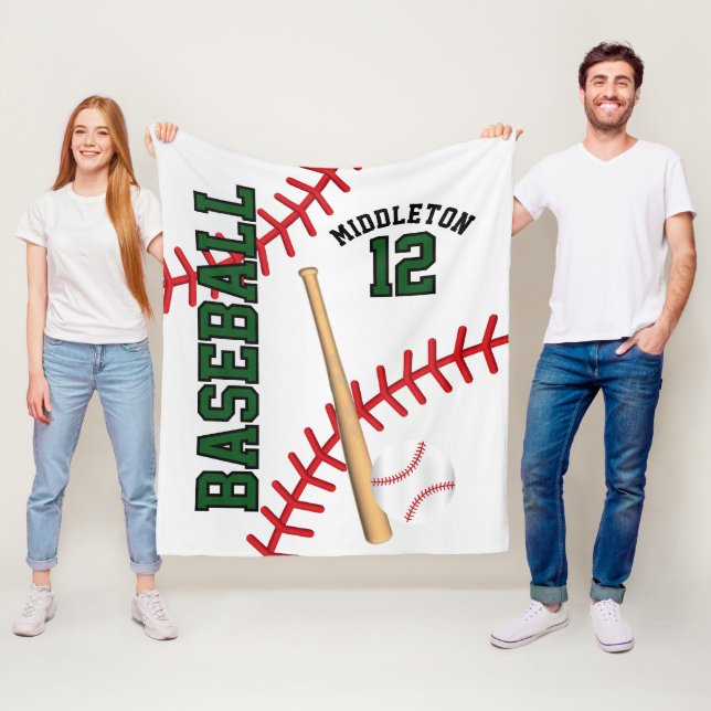 Baseball ⚾ Sport på Mörk grönt Fleecefilt (På plats)