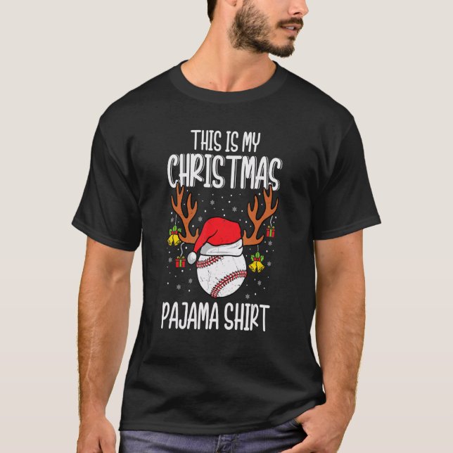 Baseball  Sport Xmas This Is My Christmas Pajama T Shirt (Framsida)