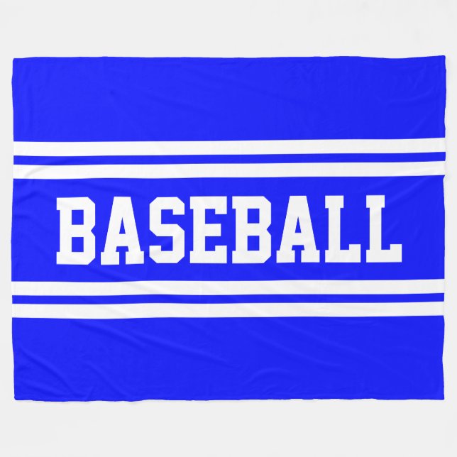 BASEBALL Sportig Ljusblå Vit Racingränder Fleecefilt (Framsidan (Horisontell))