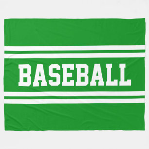BASEBALL Sportig ljusgrön vit tävlingsrandig Fleecefilt