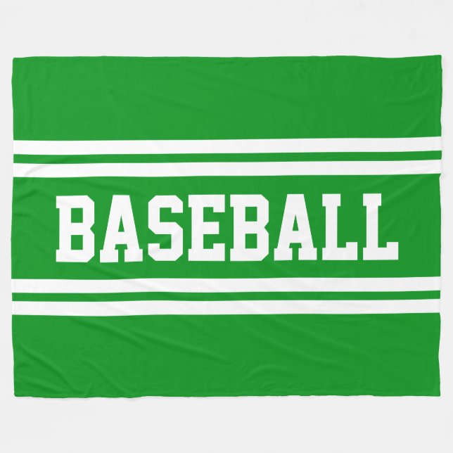 BASEBALL Sportig ljusgrön vit tävlingsrandig Fleecefilt (Framsidan (Horisontell))