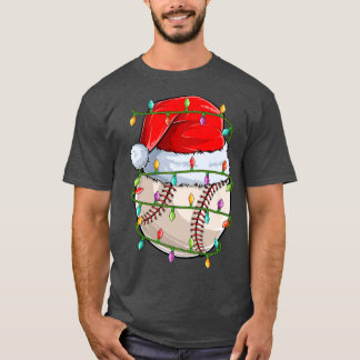 Baseball Sports Älskare Julafton Ljus Santa Baseba T Shirt