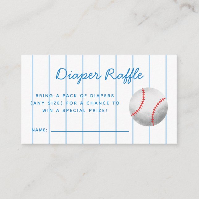 Baseball Sports Baby Shower Diaper Raffle Biljett Tilläggskort (Framsida)
