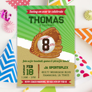 Baseball Sports Birthday Inbjudningar