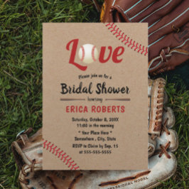 Baseball Sports Bröllop Rustic Kraft Möhippa Inbjudningar