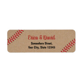 Baseball Sports Bröllop Rustic Kraft Returadress Etikett