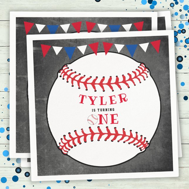 Baseball Sports Chalkboard 1:a födelsedag Pappersservett (Skapare uppladdad)