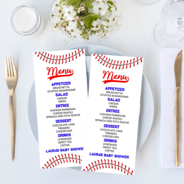 Baseball Sports Red Blue Baby Shower Food Meny (Skapare uppladdad)